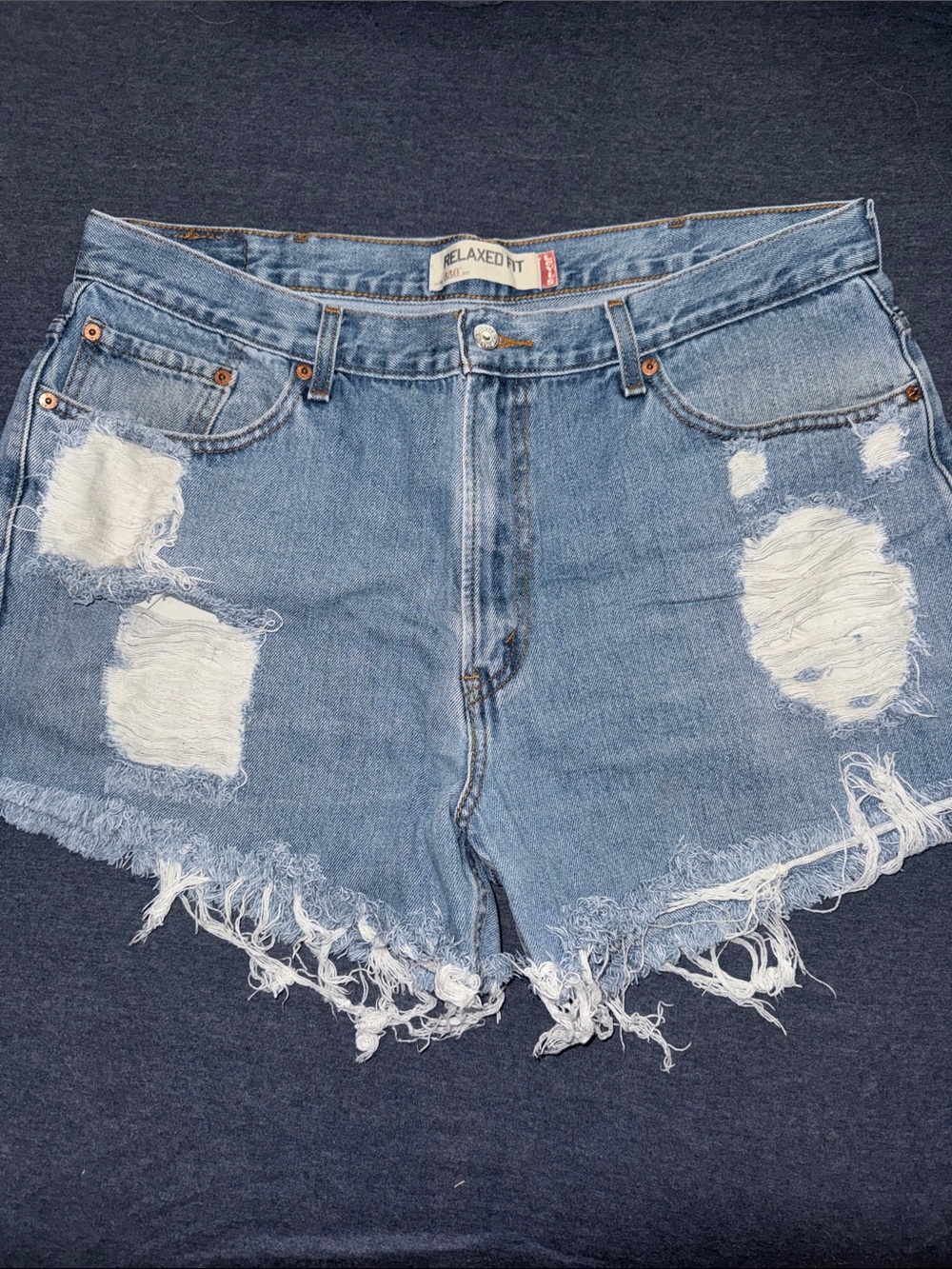 Levi's Light Blue Distressed Denim Shorts